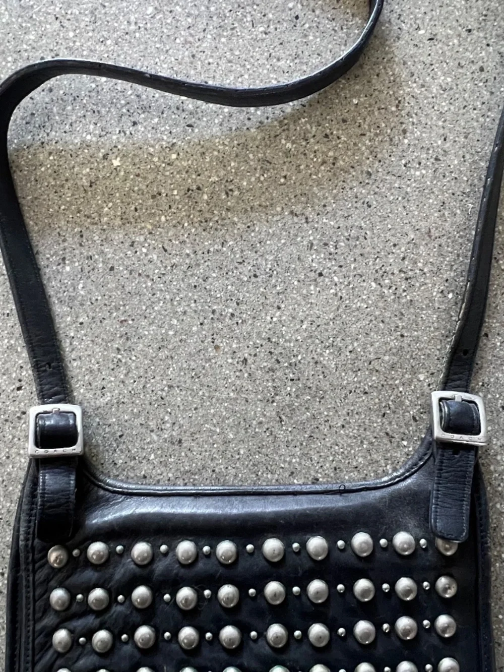 Coach Black Leather Crossbody with Silver Studs
